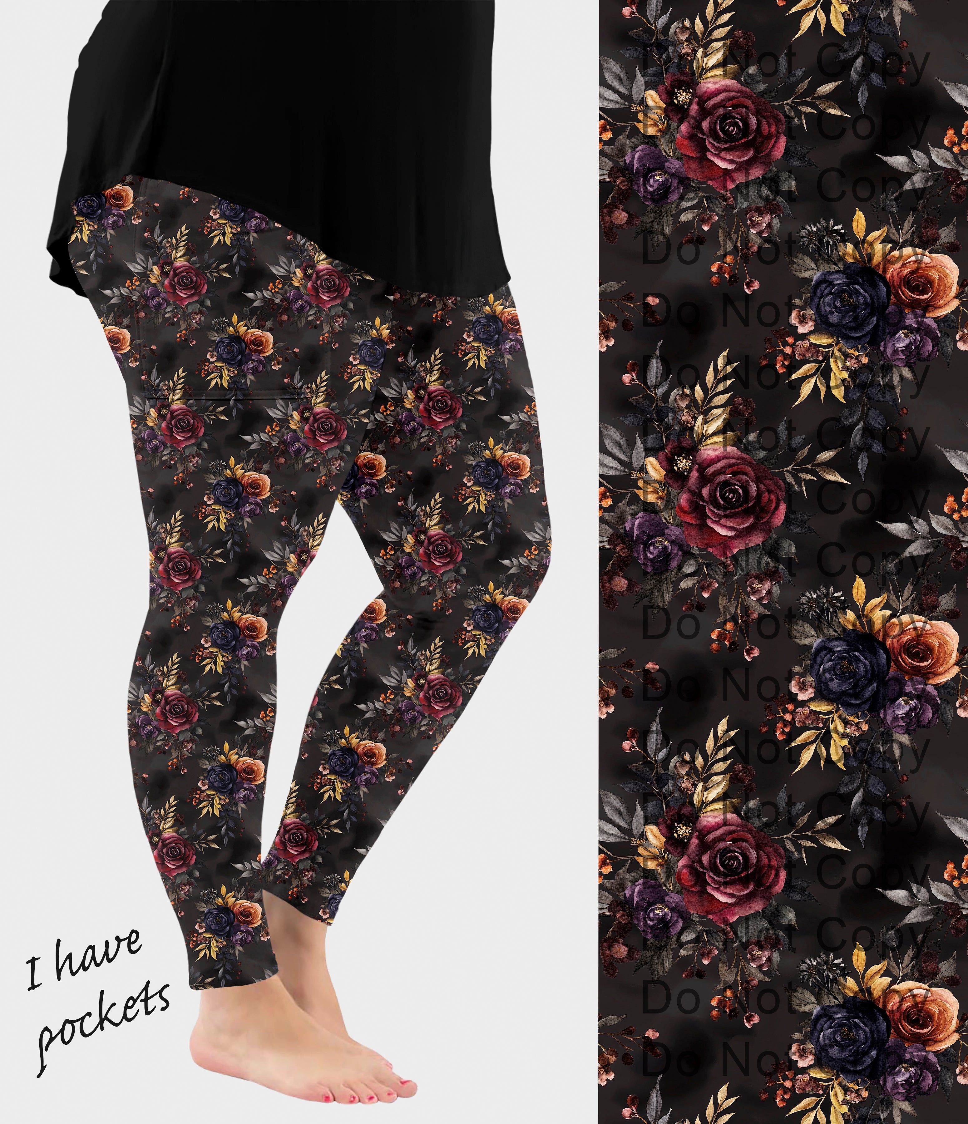 RTS - Moody Floral Leggings w/ Pockets