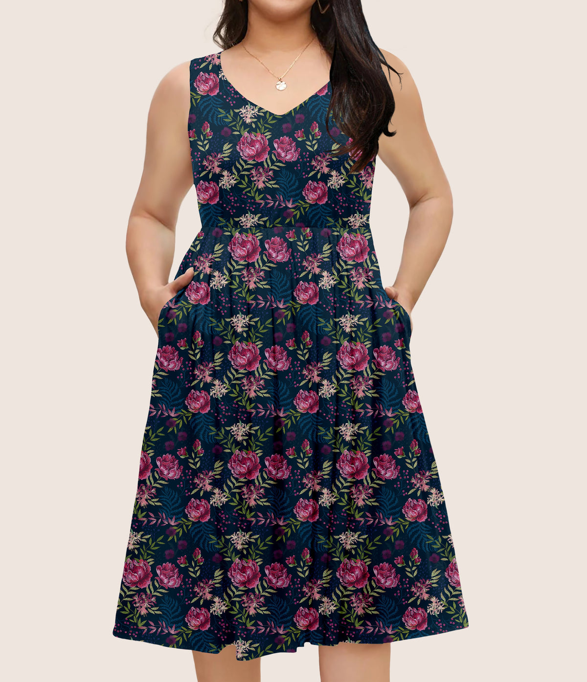RTS - Moonlit Peony Garden Pocket Dress