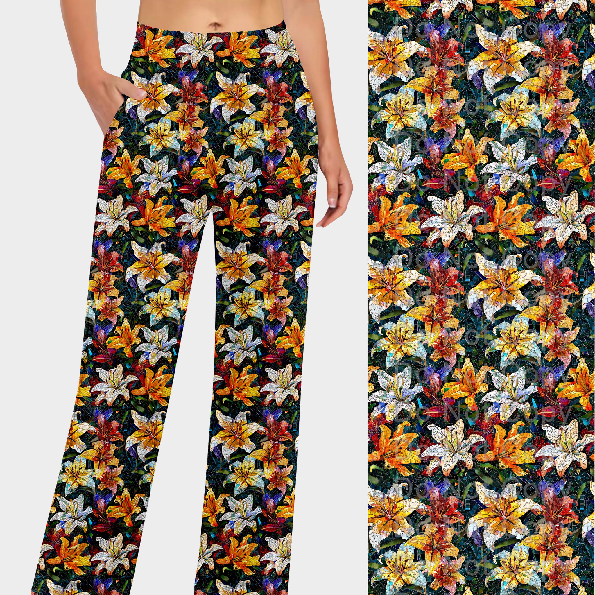 RTS - Mosaic Lilies Lounge Pants