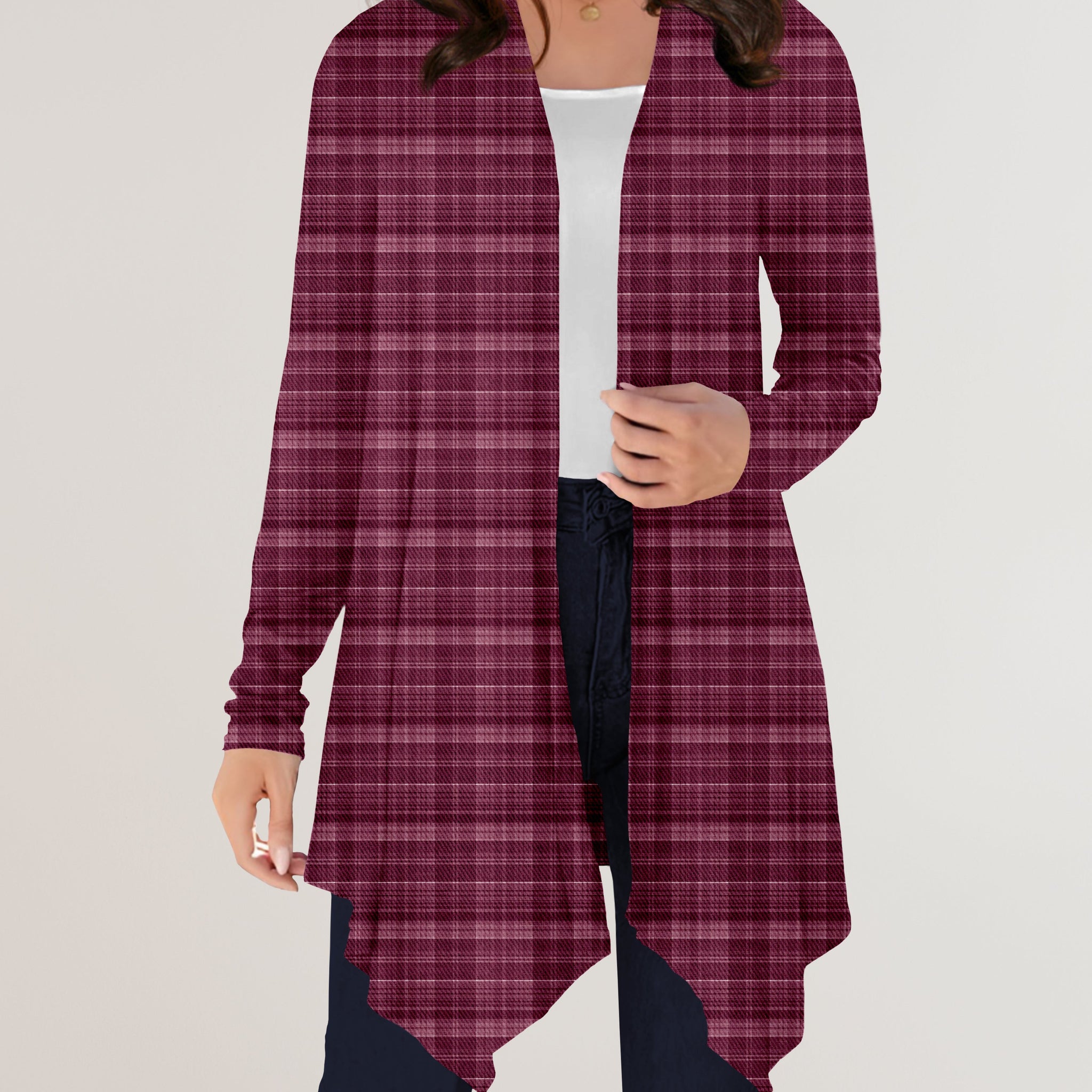 RTS - Mulberry Plaid Cardigan w/ Pockets