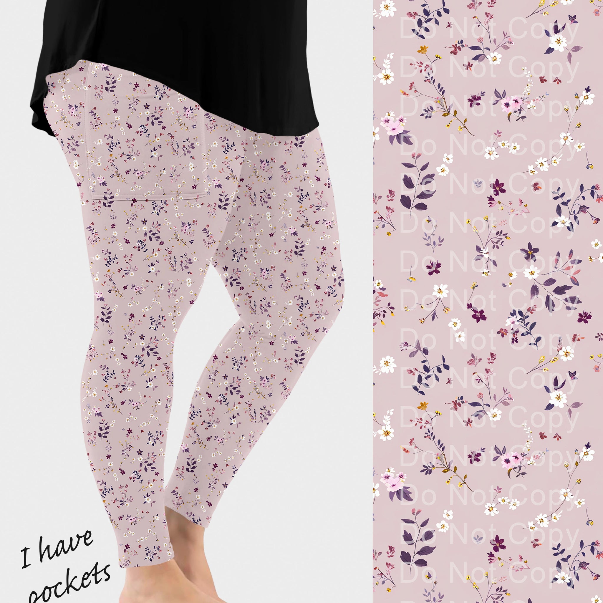 RTS - Muted Wildflowers Leggings w/ Pockets