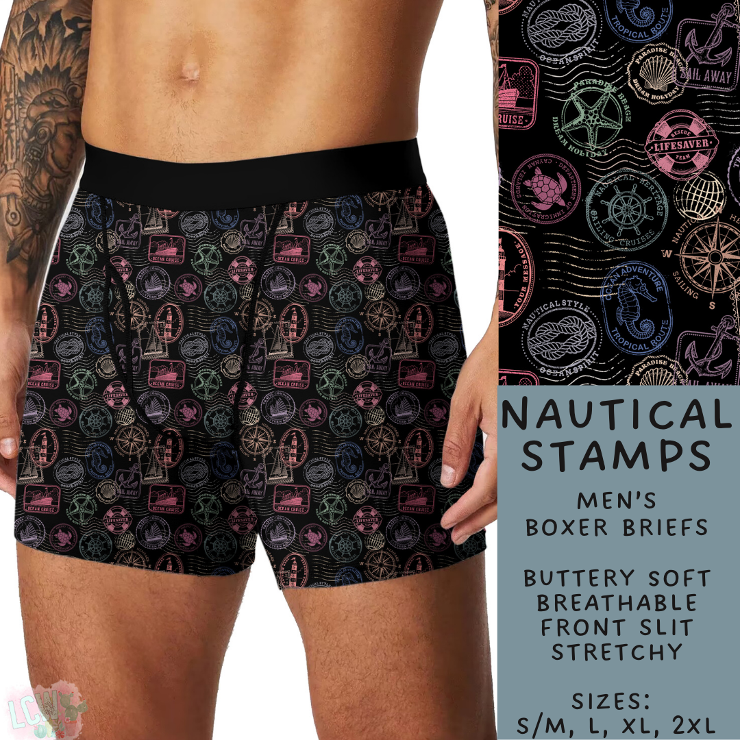 Batch #244 - Comfortable Underwear 2 - Closes 11/27 - ETA mid/late Jan - Nautical Stamps Men's Boxer Briefs