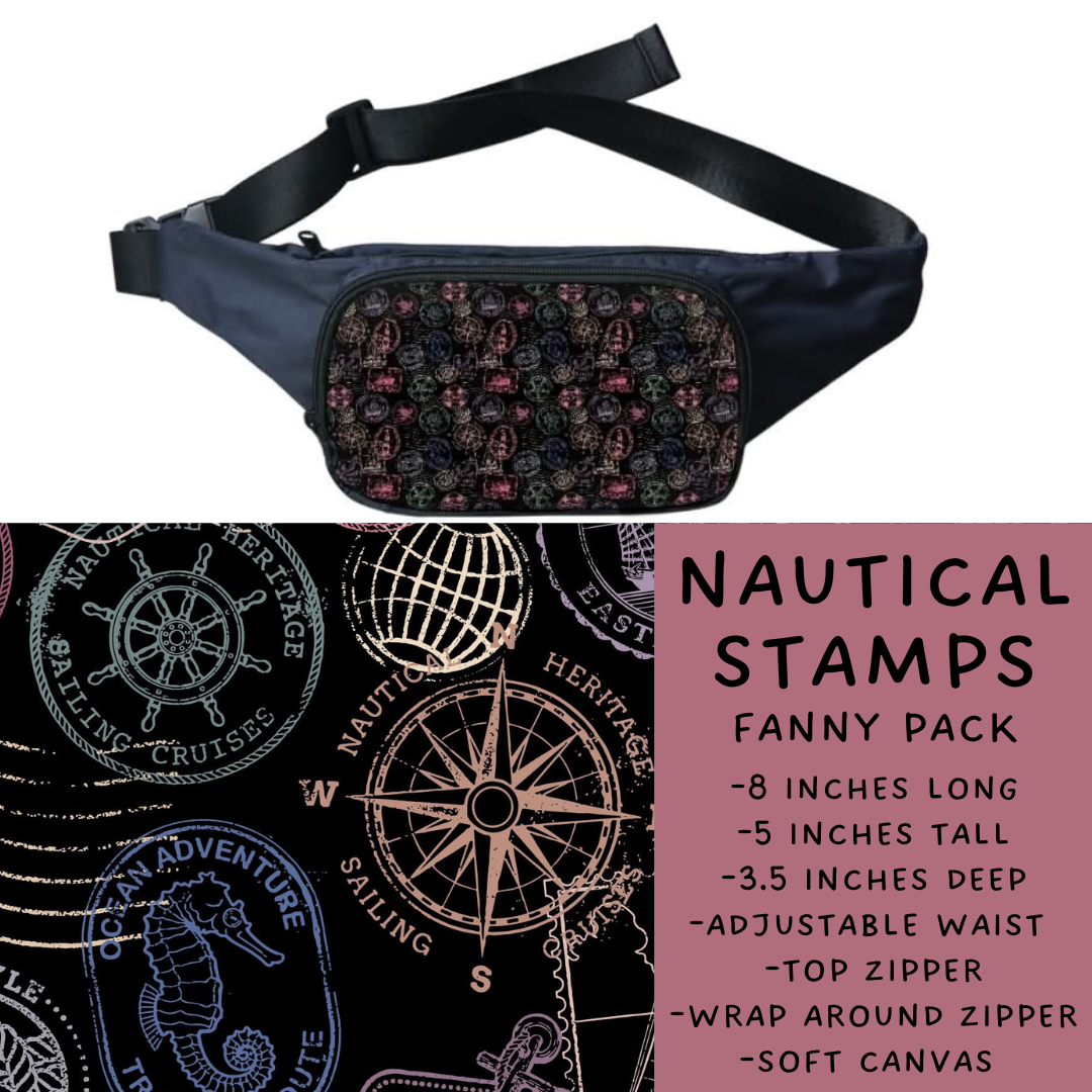 Batch #276 - Fanny Packs & Drawstring Backpacks - Closes 1/24 - ETA late March - Nautical Stamps Fanny Pack