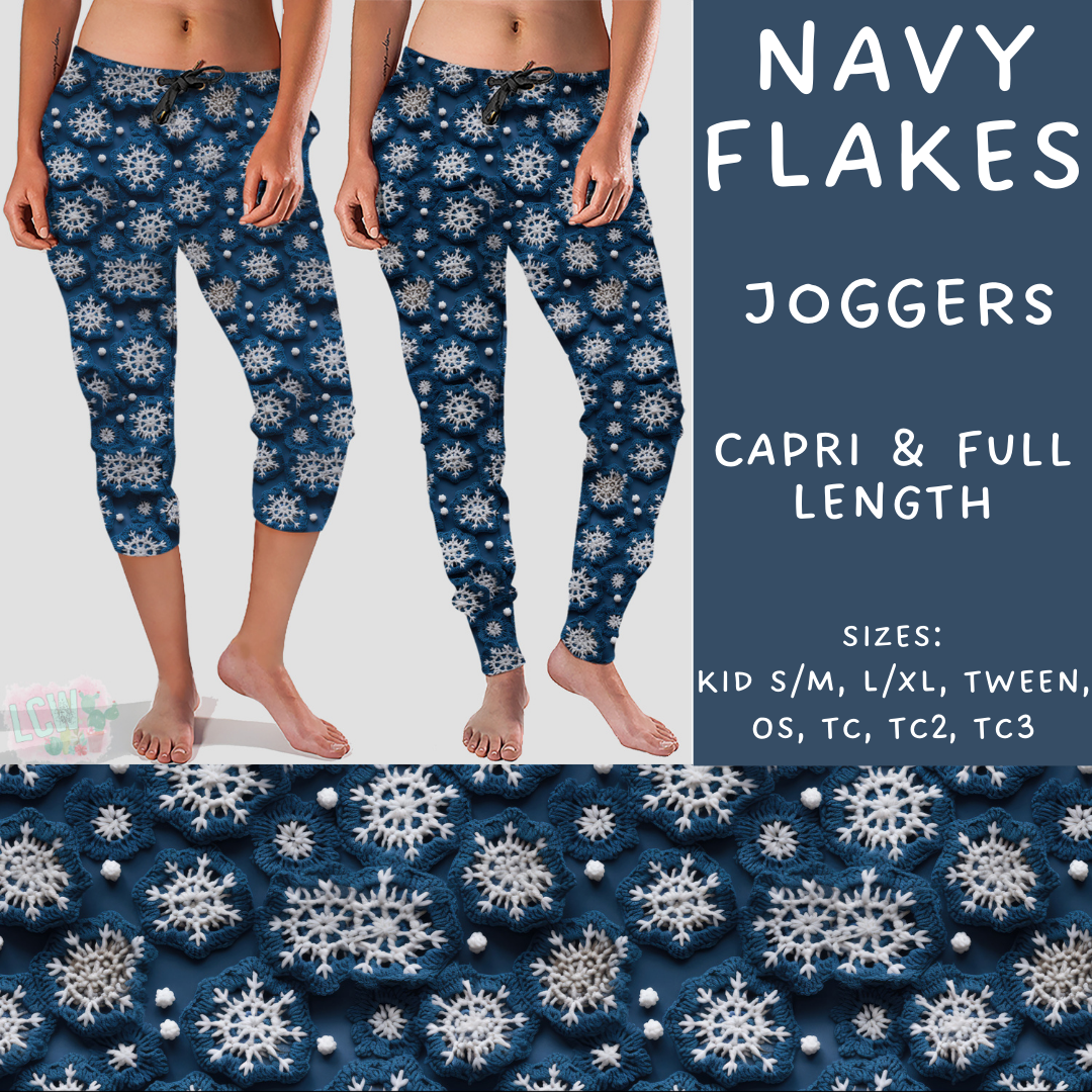 Batch #241 - Winter Wonderland 2 - Closes 11/22 - ETA mid Jan - Navy Flakes Full and Capri Length Joggers