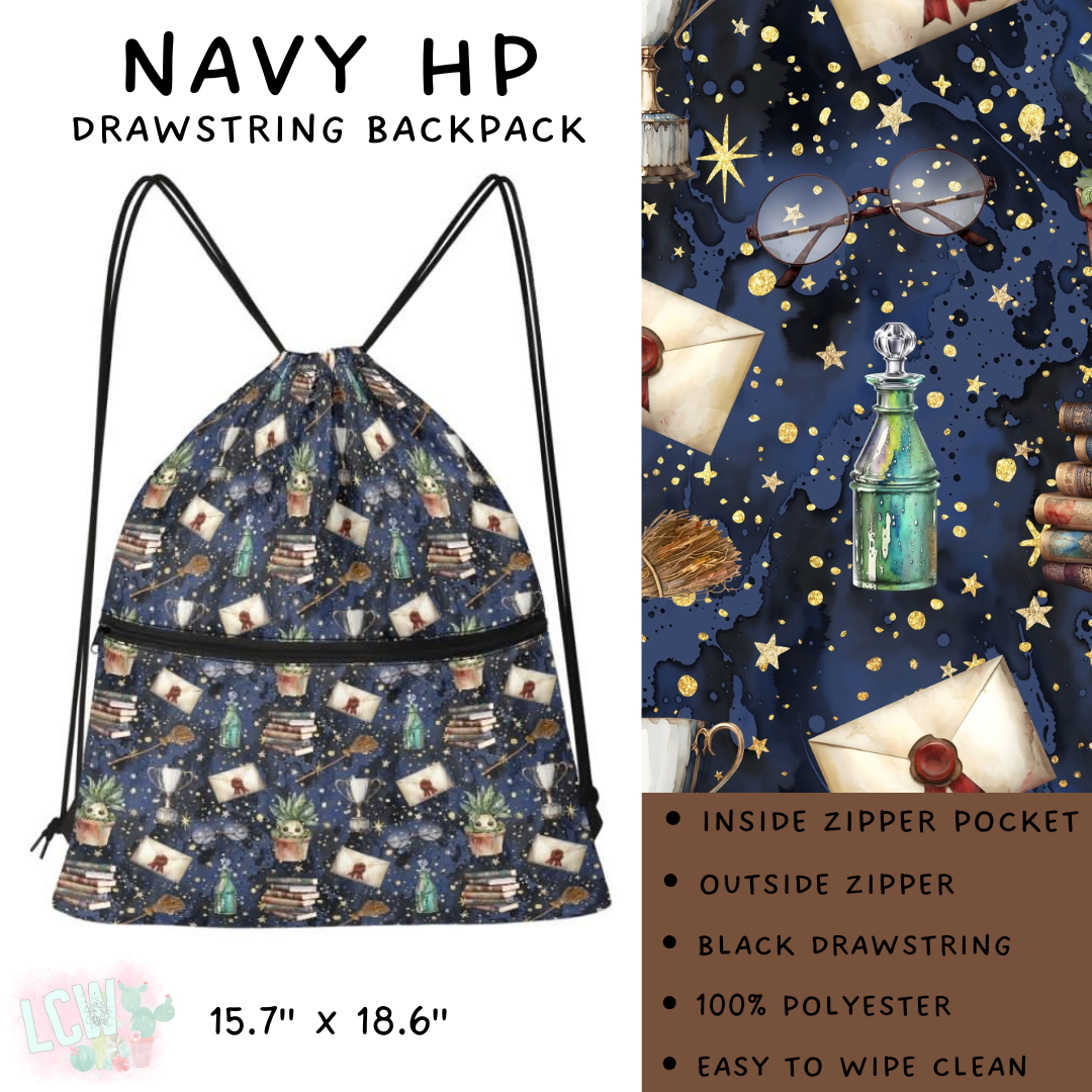 Batch #276 - Fanny Packs & Drawstring Backpacks - Closes 1/24 - ETA late March - Navy HP Drawstring Backpack