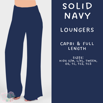 Ready To Ship - Solid Navy Full and Capri Length Loungers