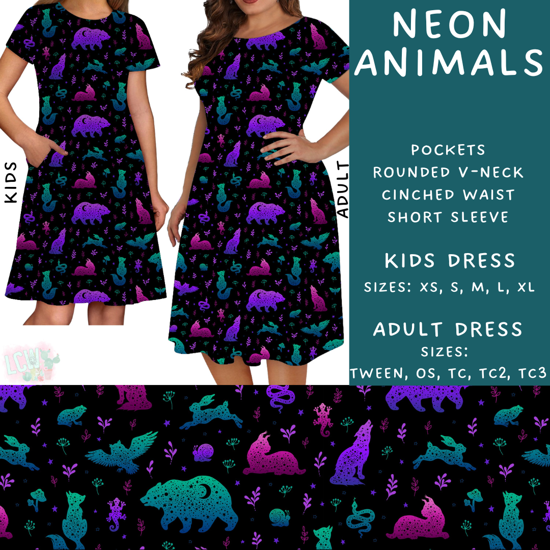 Batch #277 - December Request Run - Closes 1/27 - ETA late March - Neon Animals Adult & Kids Dresses