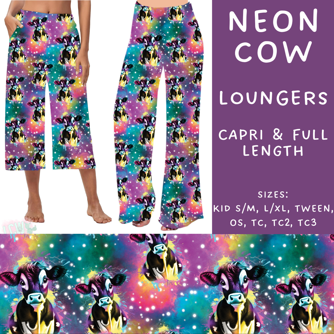 Batch #209 - Fun Run 5 - Closes 10/2 - ETA mid Nov - Neon Cow Capri and Full Length Loungers