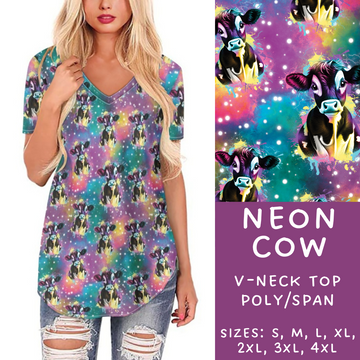 Batch #209 - Fun Run 5 - Closes 10/2 - ETA mid Nov - Neon Cow V-Neck Tee