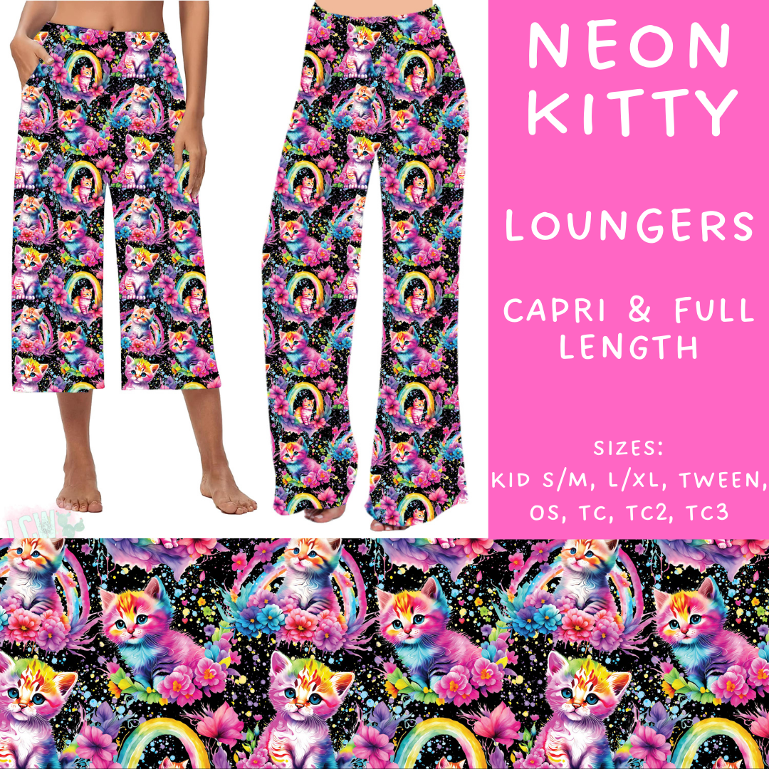 Batch #209 - Fun Run 5 - Closes 10/2 - ETA mid Nov - Neon Kitty Capri and Full Length Loungers