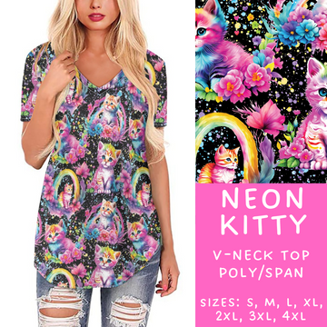 Batch #209 - Fun Run 5 - Closes 10/2 - ETA mid Nov - Neon Kitty V-Neck Tee