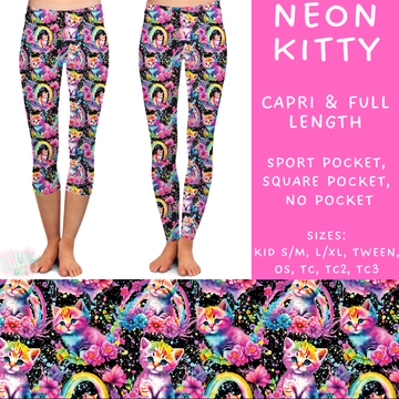 Batch #209 - Fun Run 5 - Closes 10/2 - ETA mid Nov - Neon Kitty Full and Capri Length Leggings