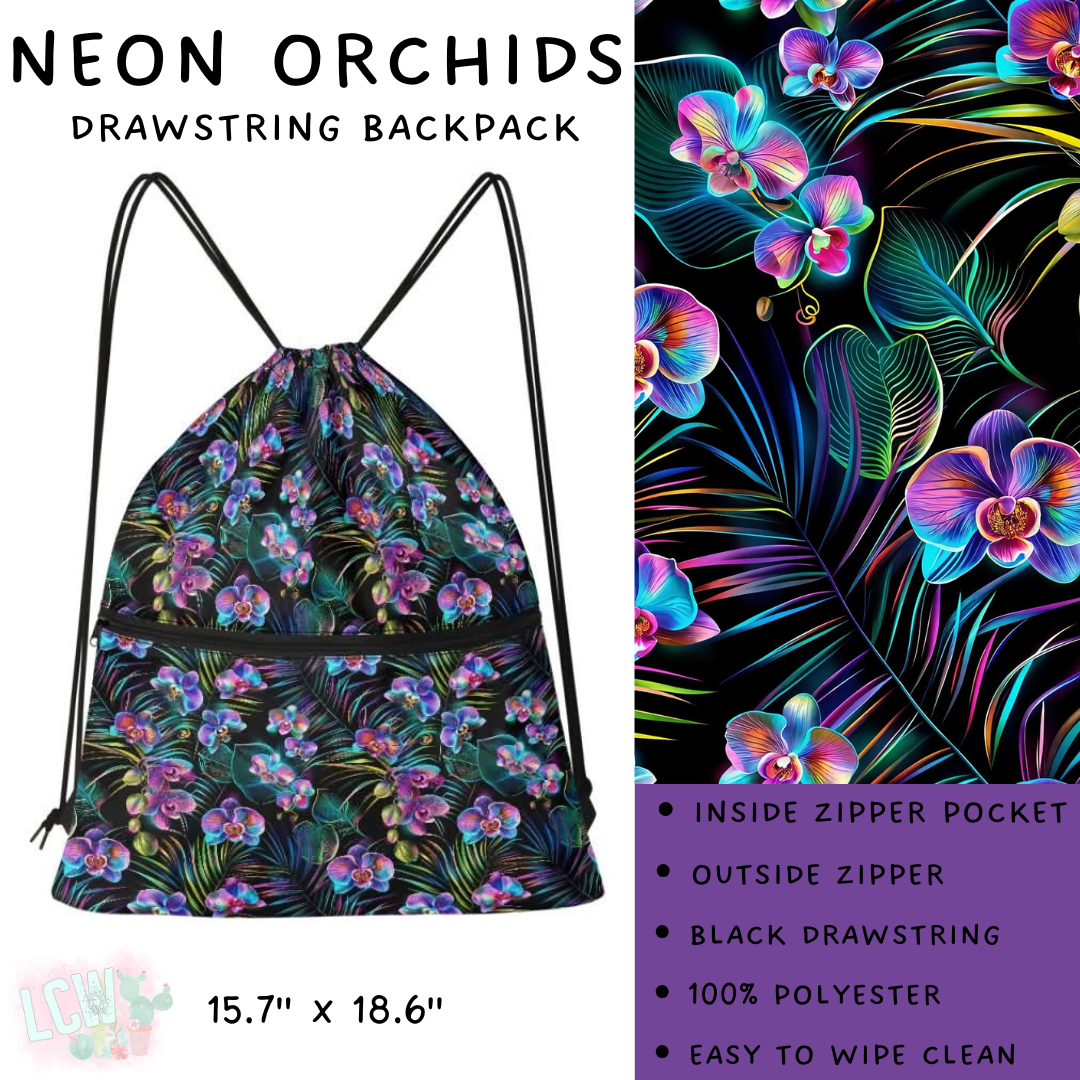 Batch #276 - Fanny Packs & Drawstring Backpacks - Closes 1/24 - ETA late March - Neon Orchids Drawstring Backpack