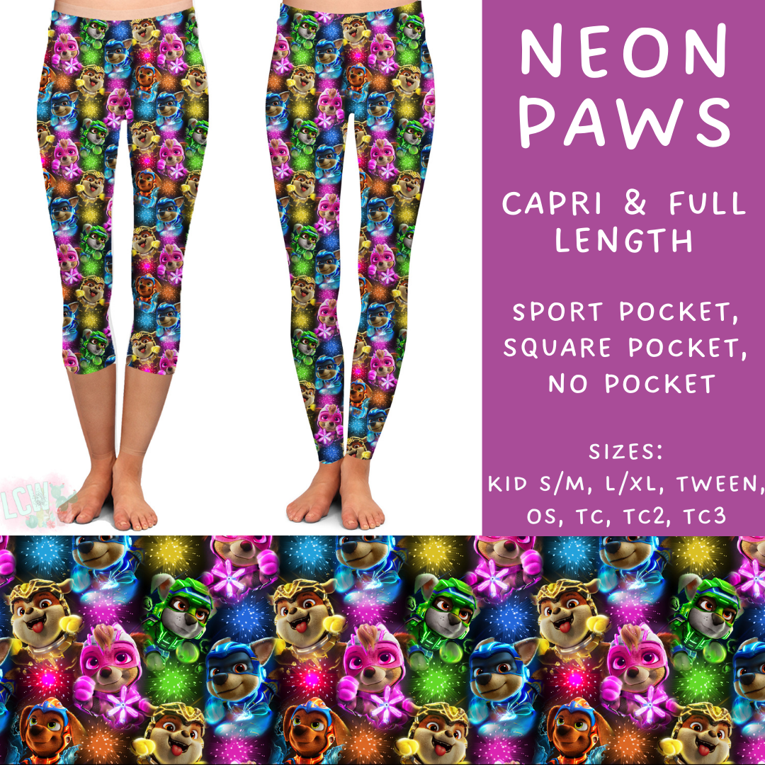 Batch #278 - Cool Characters 7 - Closes 1/29 - ETA early April - Neon Paws Full and Capri Length Leggings