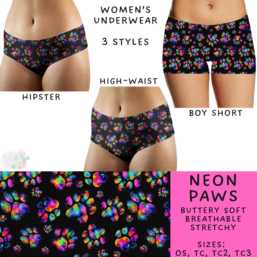 Batch #244 - Comfortable Underwear 2 - Closes 11/27 - ETA mid/late Jan - Neon Paws Women's Underwear