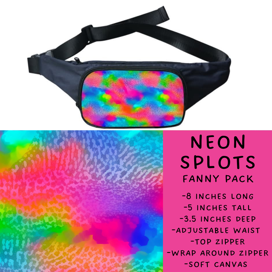 Batch #276 - Fanny Packs & Drawstring Backpacks - Closes 1/24 - ETA late March - Neon Splots Fanny Pack