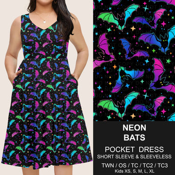 B302 - Preorder Neon Bats Pocket Dress (Closes 7/24. ETA: early Oct)