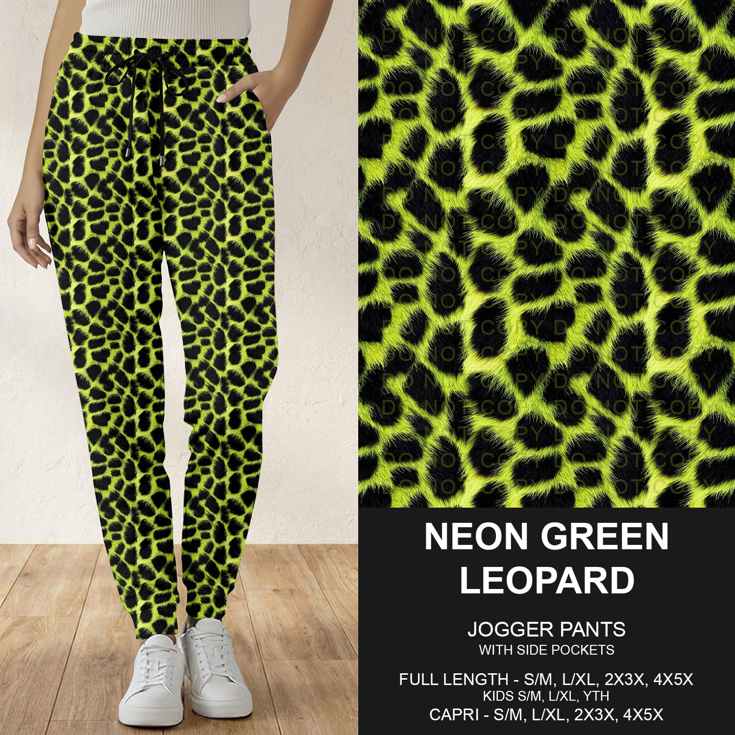 B298 - Preorder Neon Green Leopard Joggers (Closes 7.05. ETA: early Sept.)