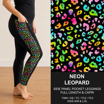 B300 - Preorder Neon Leopard Side Panel Pocket Leggings (Closes 7/15. ETA: mid Sept.)