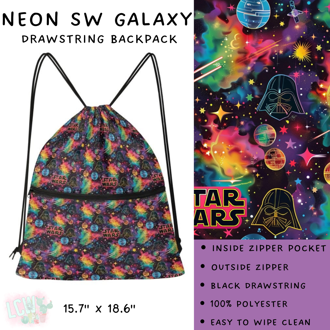 Batch #276 - Fanny Packs & Drawstring Backpacks - Closes 1/24 - ETA late March - Neon SW Galaxy Drawstring Backpack