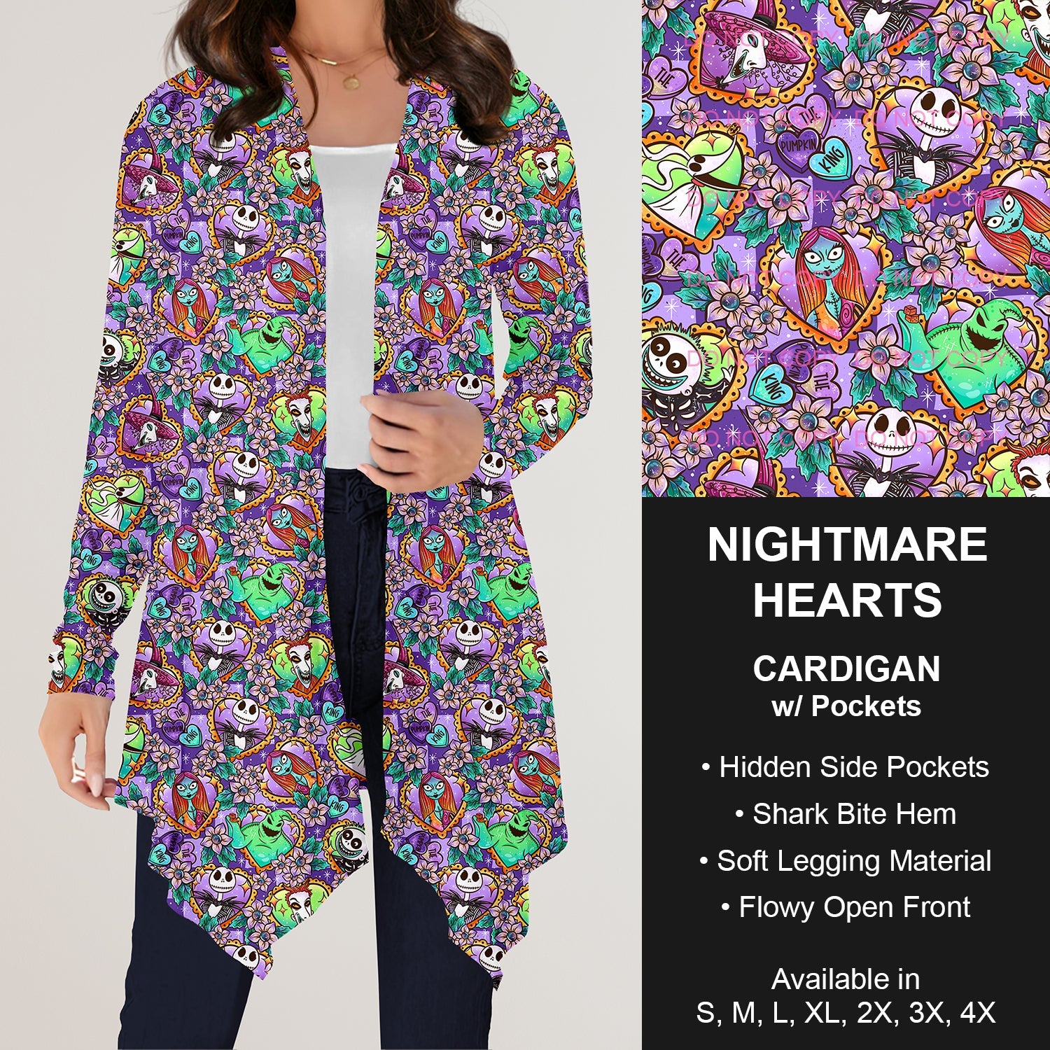 B197 Preorder - Nightmare Hearts Cardigan w/ Pockets (Closes 12/01. ETA: late Jan.)