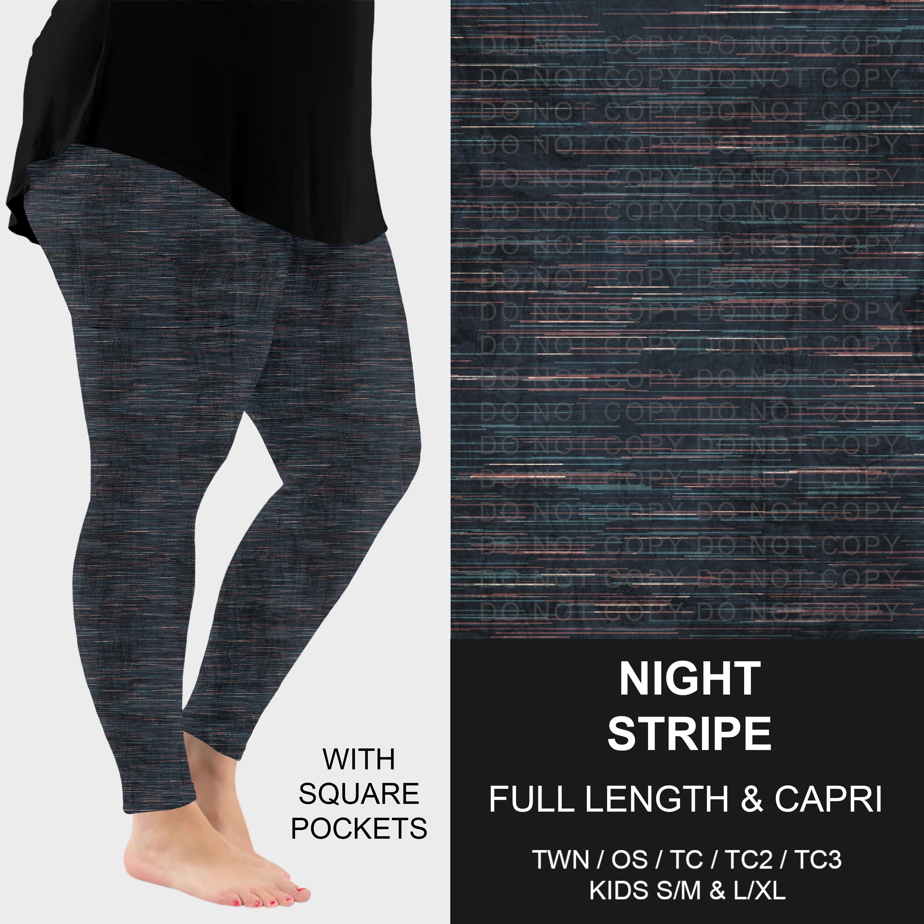 B309 - Preorder Night Stripe Leggings w/ Pockets (Closes 8/23. ETA: late Oct.)
