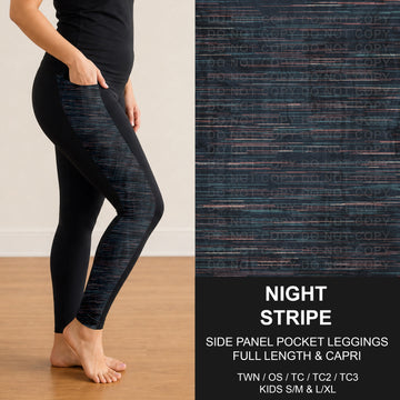 B309 - Preorder Night Stripe Side Panel Pocket Leggings (Closes 8/23. ETA: late Oct.)