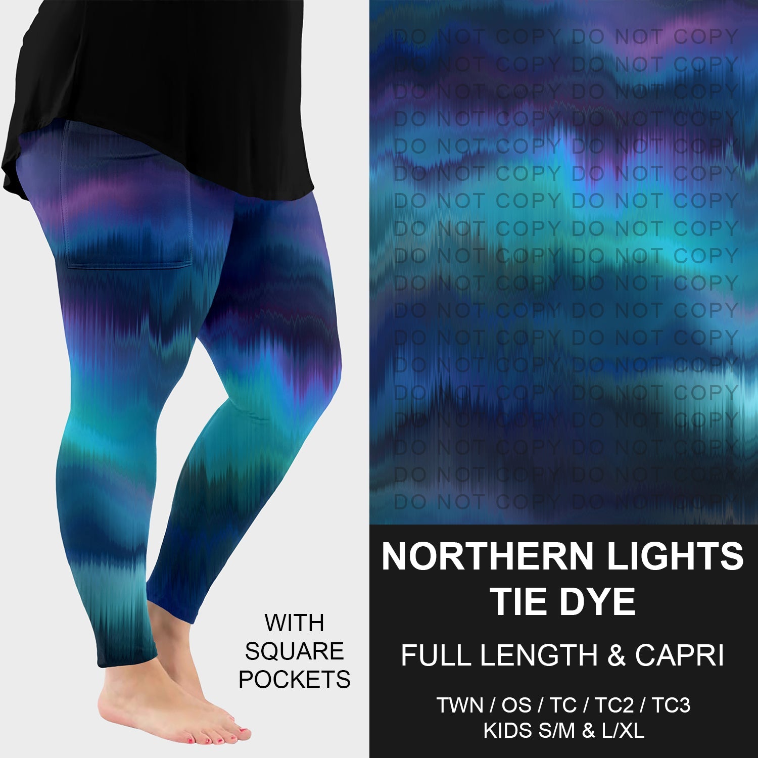 B270 - Preorder Northern Lights Tie Dye Leggings w/ Pockets (Closes 1/18. ETA: early April)