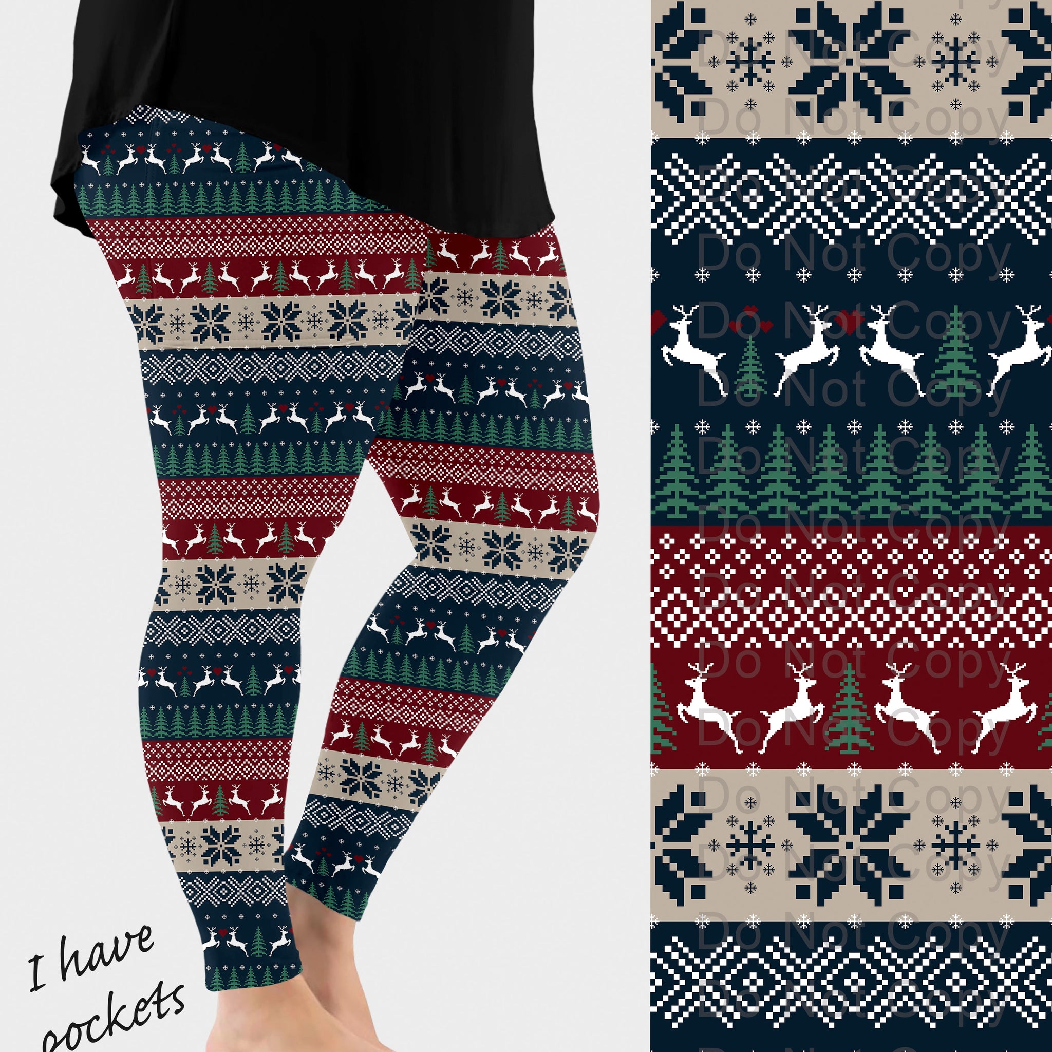 RTS - Nordic Christmas Leggings w/ Pockets