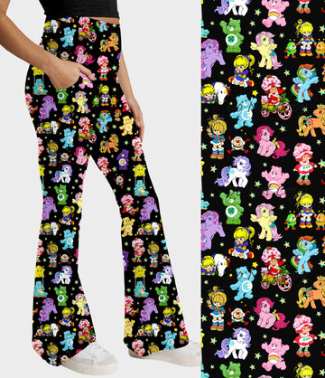 RTS - Nostalgic Cartoons Flare Leggings w/ Pockets