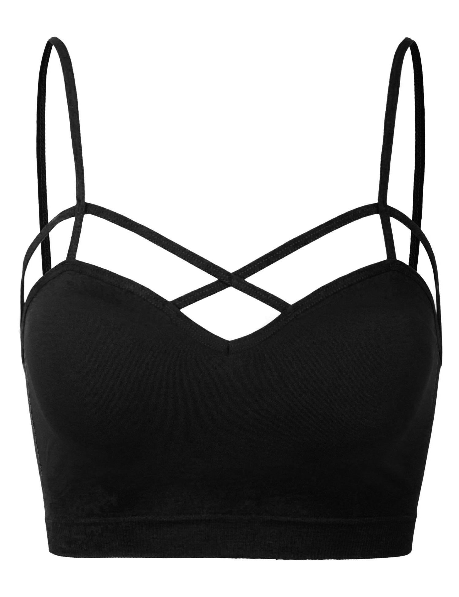 Women's Seamless Criss-Cross Bralette with Removable Pads