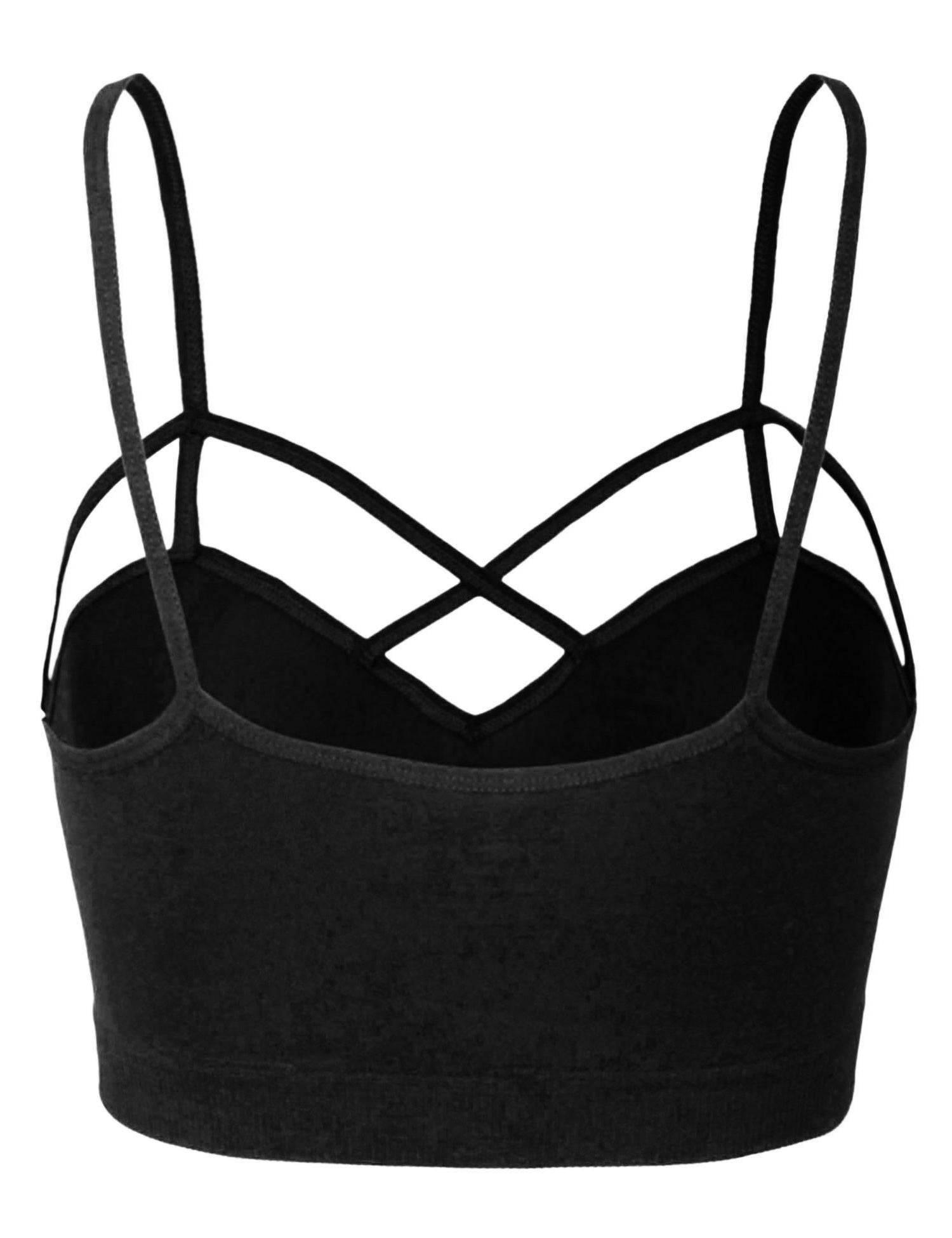 Women's Seamless Criss-Cross Bralette with Removable Pads