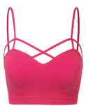 Women's Seamless Criss-Cross Bralette with Removable Pads