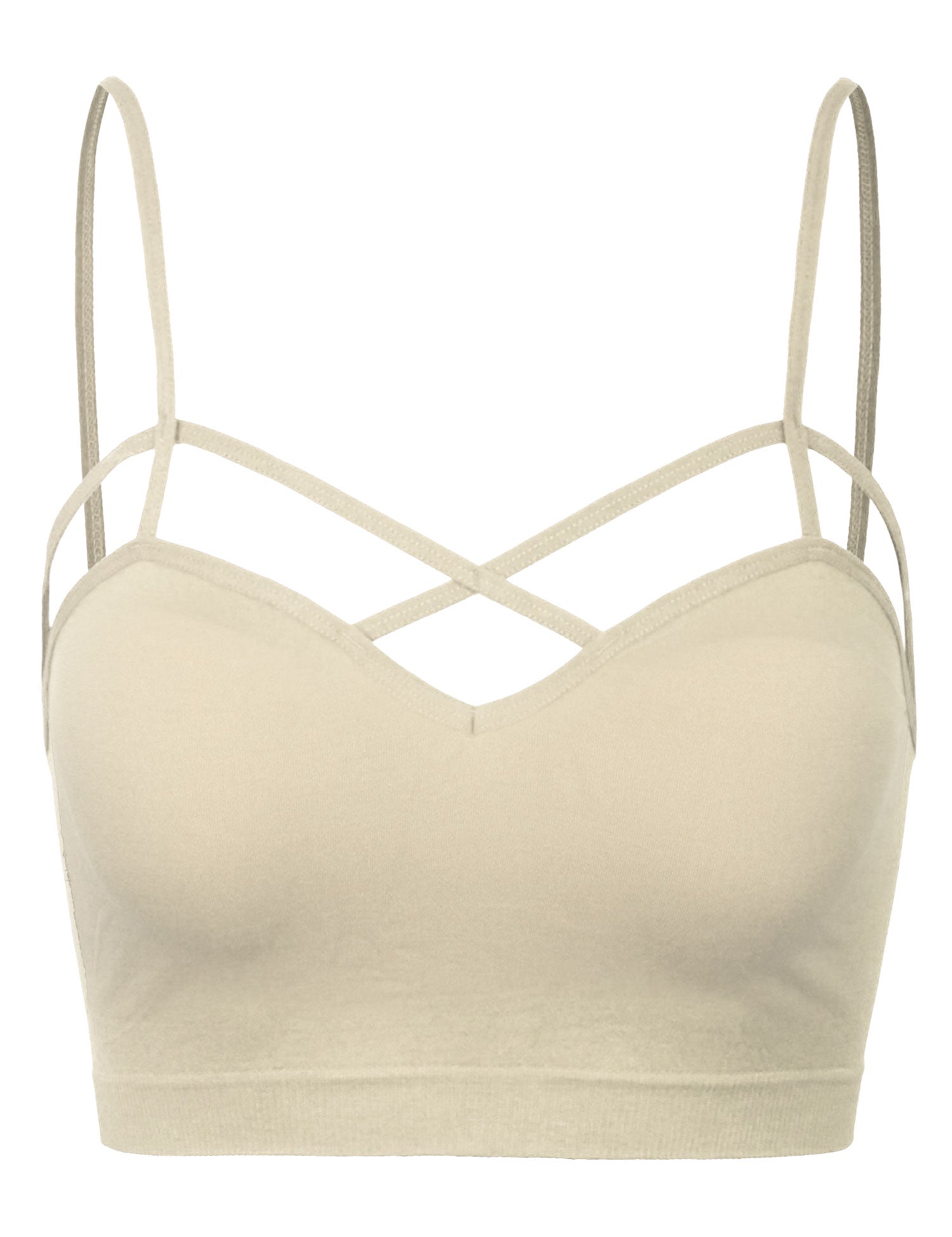 Women's Seamless Criss-Cross Bralette with Removable Pads