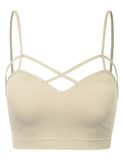 Women's Seamless Criss-Cross Bralette with Removable Pads