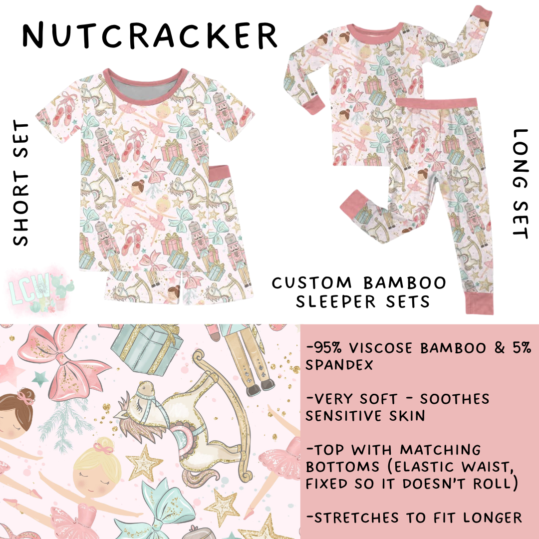 Batch #438 - Little Dreamers Christmas 2 - Closes 10/29 - ETA early Dec - Nutcracker Bamboo Short and Long Sleeper Set