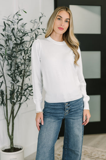 Necessary Closet Space Long Sleeve Top in White