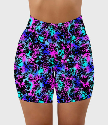 RTS - Neon Splatter Biker Shorts