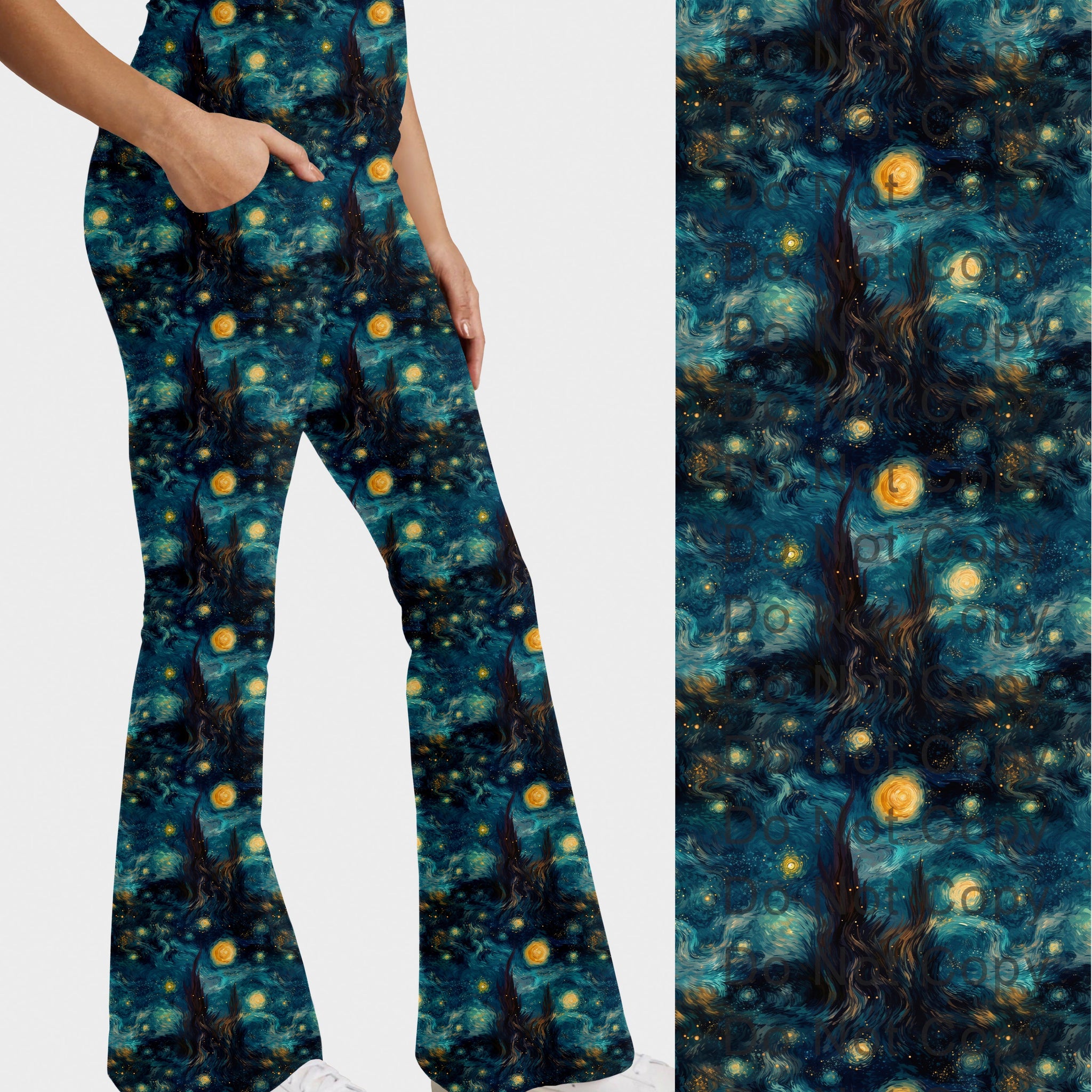 RTS - Night Swirl Flare Leggings w/ Pockets