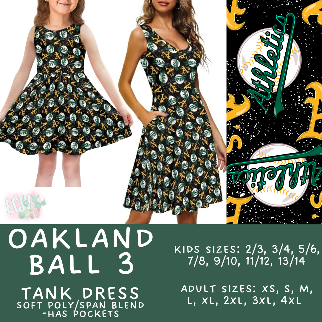 Batch #343 - Home Run Collection - Closes 5/22 - ETA mid July - Oakland Ball 3 Women's & Girl's Tank Dress