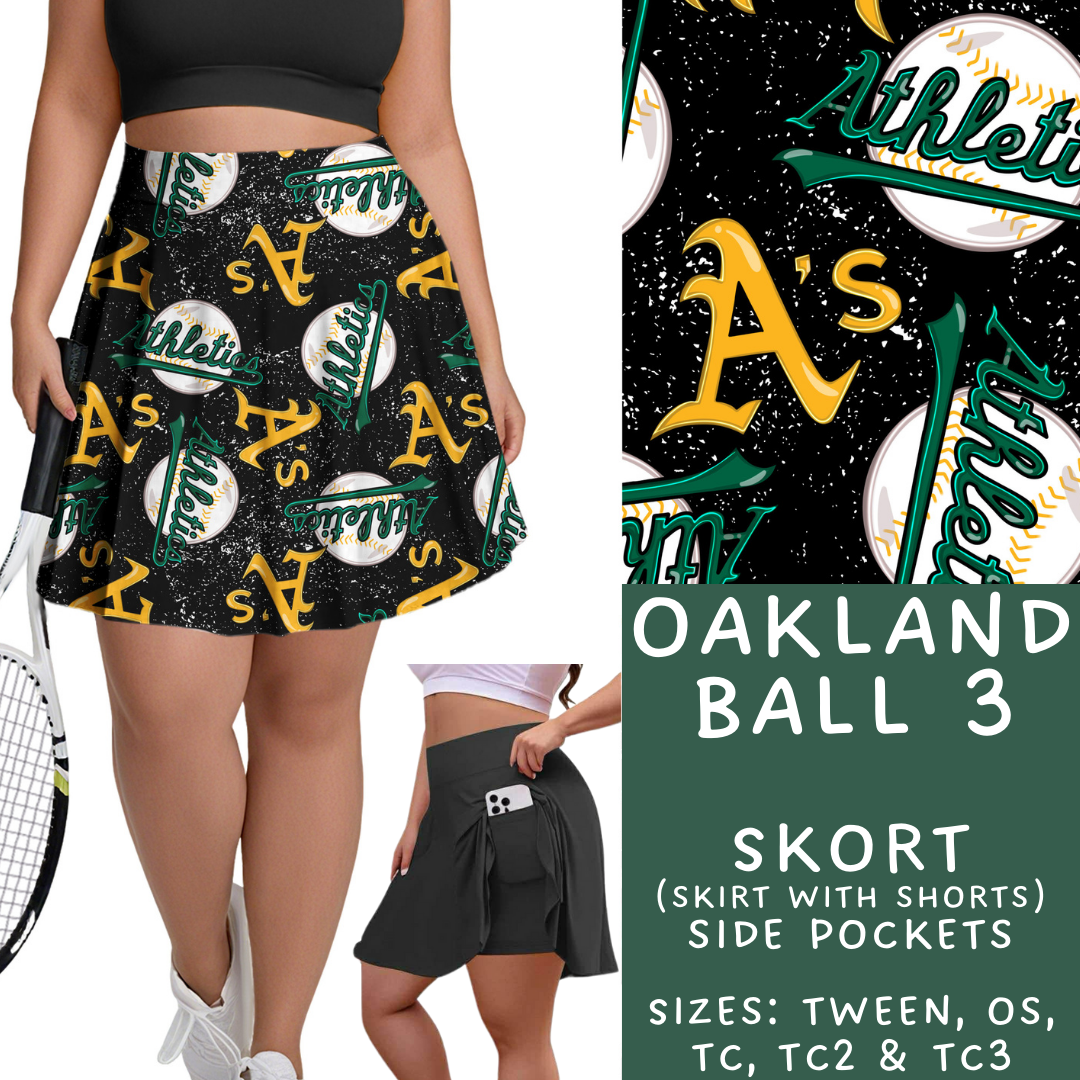 Batch #343 - Home Run Collection - Closes 5/22 - ETA mid July - Oakland Ball 3 Skort