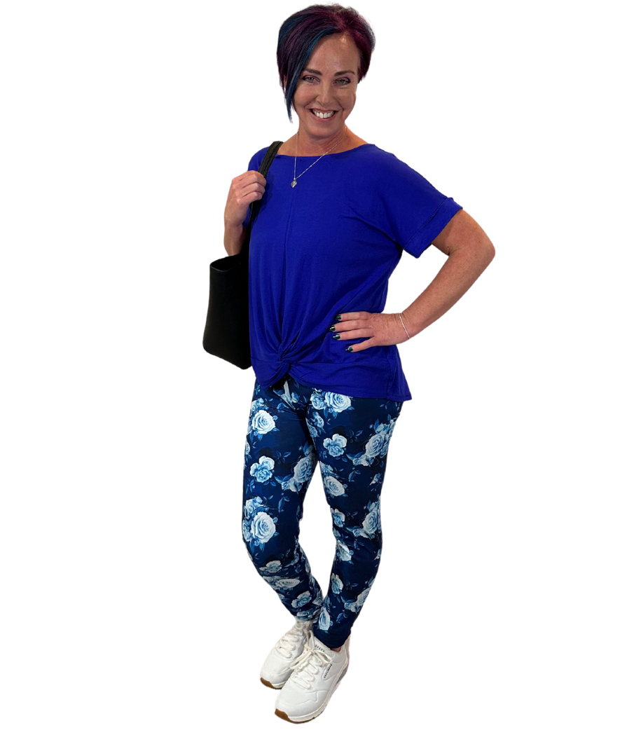 Blue Winter Roses Butter Soft Leggings