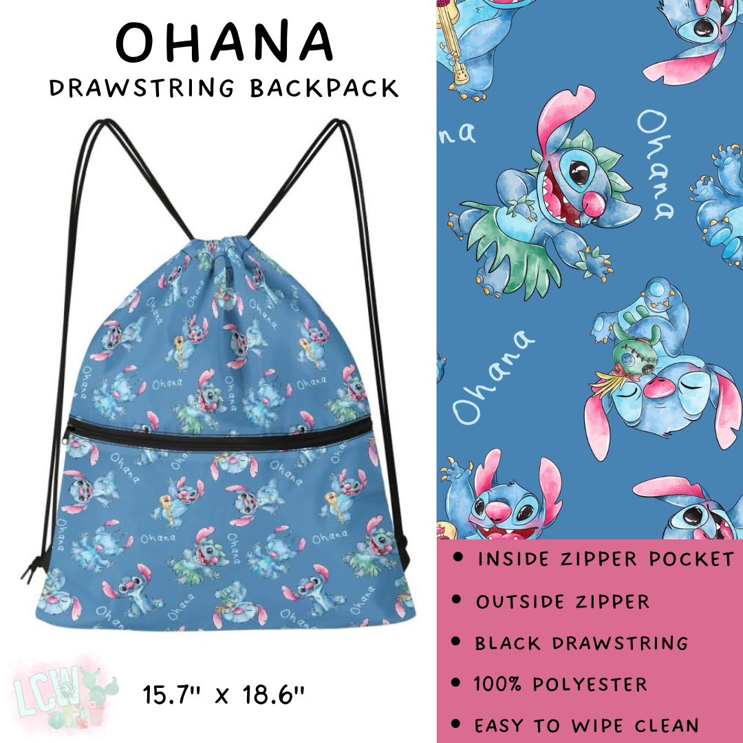 Batch #276 - Fanny Packs & Drawstring Backpacks - Closes 1/24 - ETA late March - Ohana Drawstring Backpack