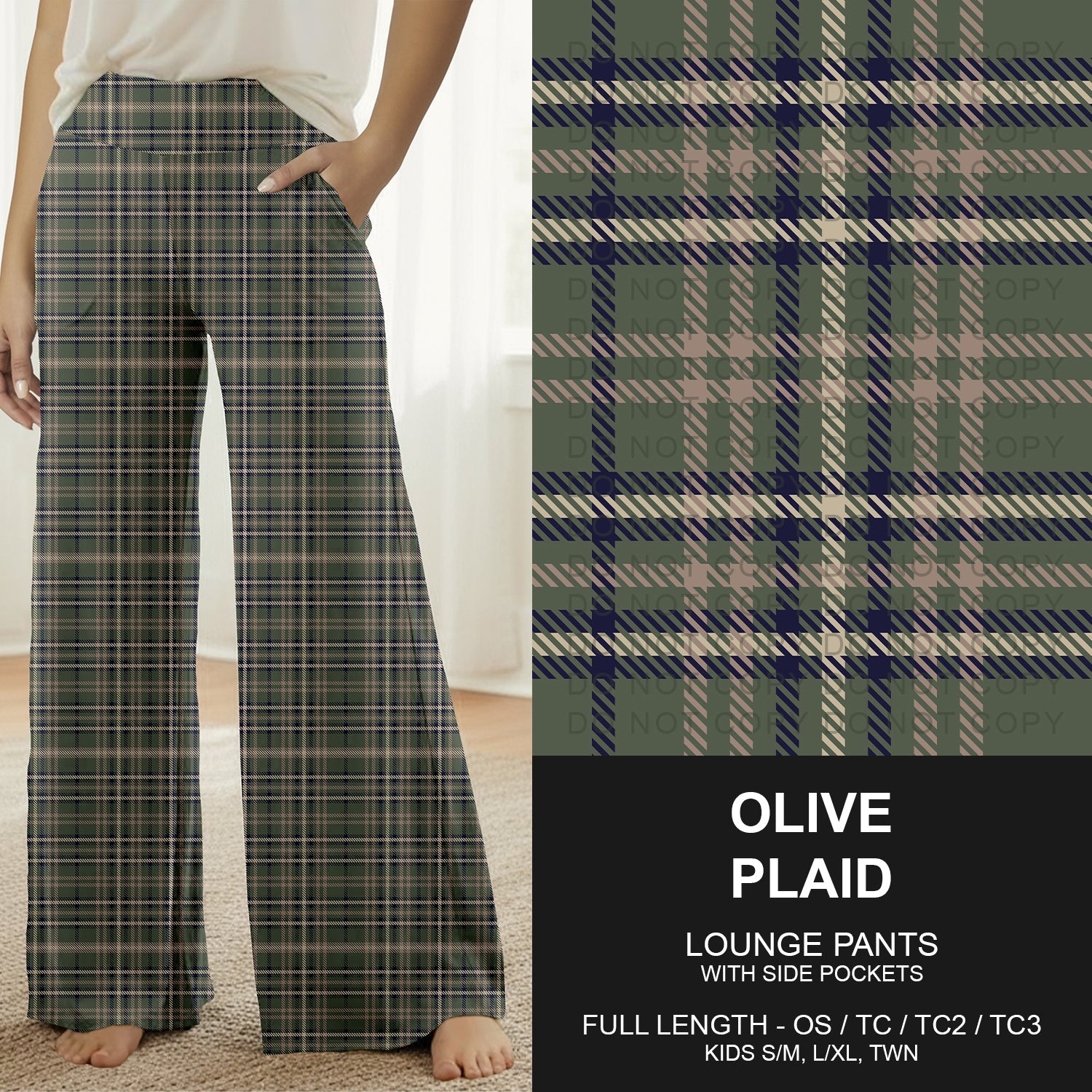 B268 - Preorder Olive Plaid Lounge Pants (Closes 12/28. ETA mid Feb.)