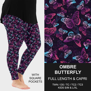 B314 - Preorder Ombre Butterfly Leggings w/ Pockets (Closes 9/27. ETA: late Nov.)