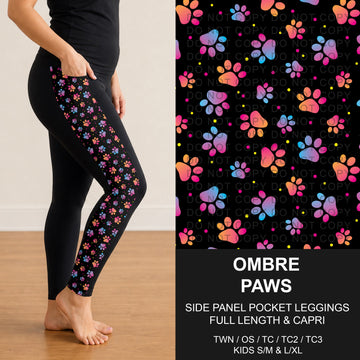 B314 - Preorder Ombre Paws Side Panel Pocket Leggings (Closes 9/27. ETA: late Nov.)