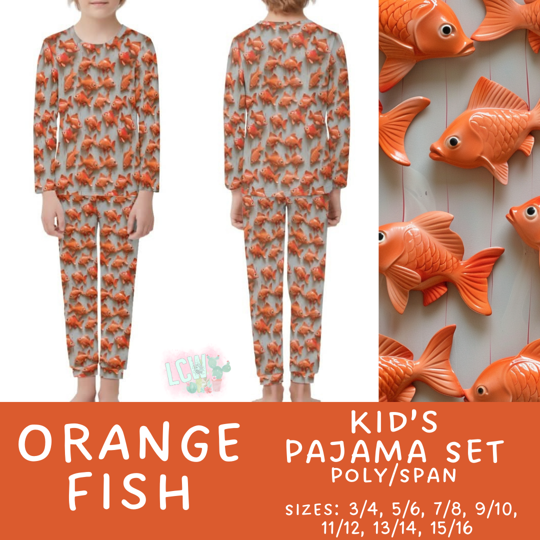Batch #344 - Family Pajama Party - Closes 5/23 - ETA late July - Orange Fish Kid's Pajama Sets