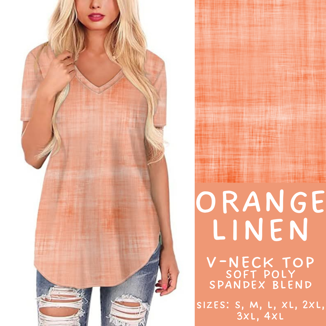 Batch #349 - Linen Collection - Closes 6/2 - ETA late July - Orange Linen V-Neck Tee