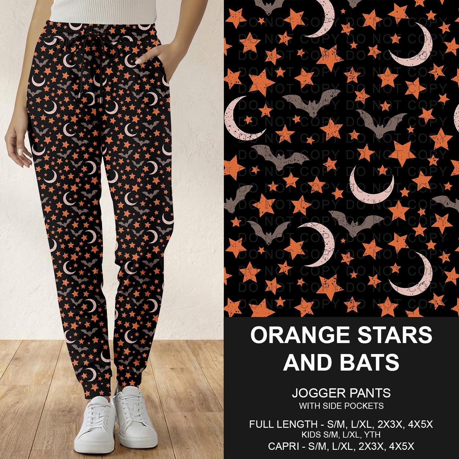 B305 - Preorder Orange Stars and Bats Joggers (Closes 8/02. ETA: early Oct.)