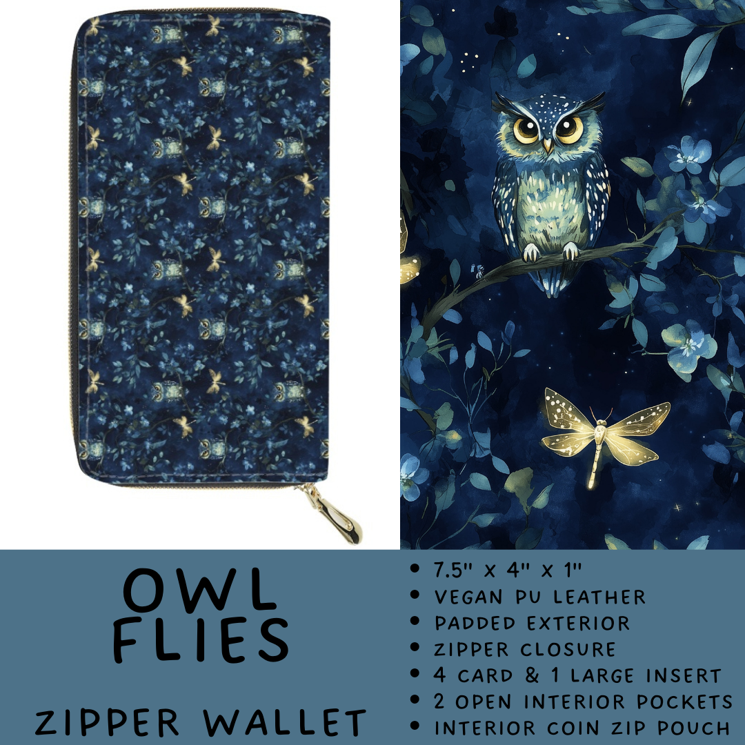 Batch #460 - Zip It Collection - Closes 12/5 - ETA late Jan - Owl Flies Zipper Wallet